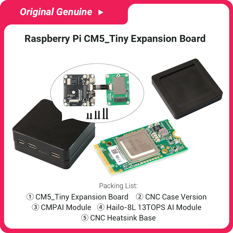 مجموعة كاملة من أدوات CM5 الصغ - مراجعة Raspberry Pi Ai Kit Hailo-8L وسعره